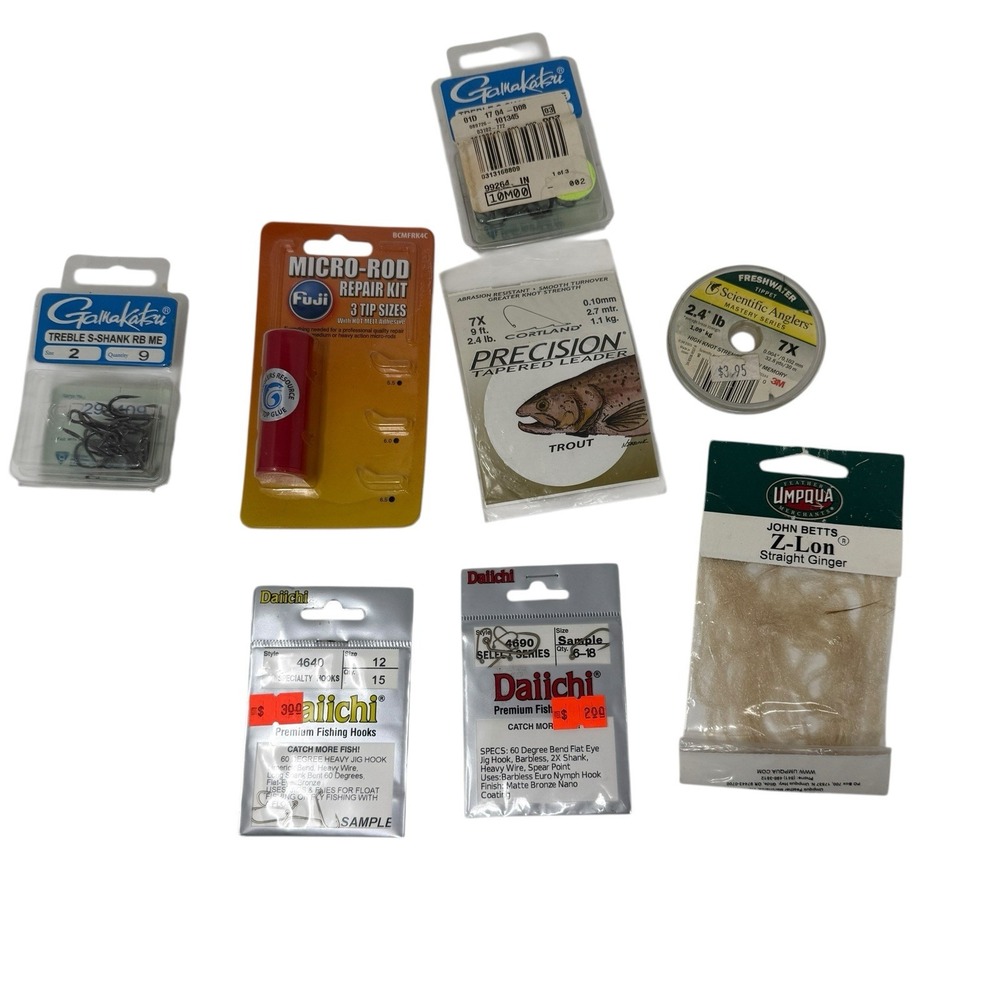 NEW Fly Fishing Lot Variety‎ Accessories Hooks, Rod Repair Kit, Z-Lon, Tapered +